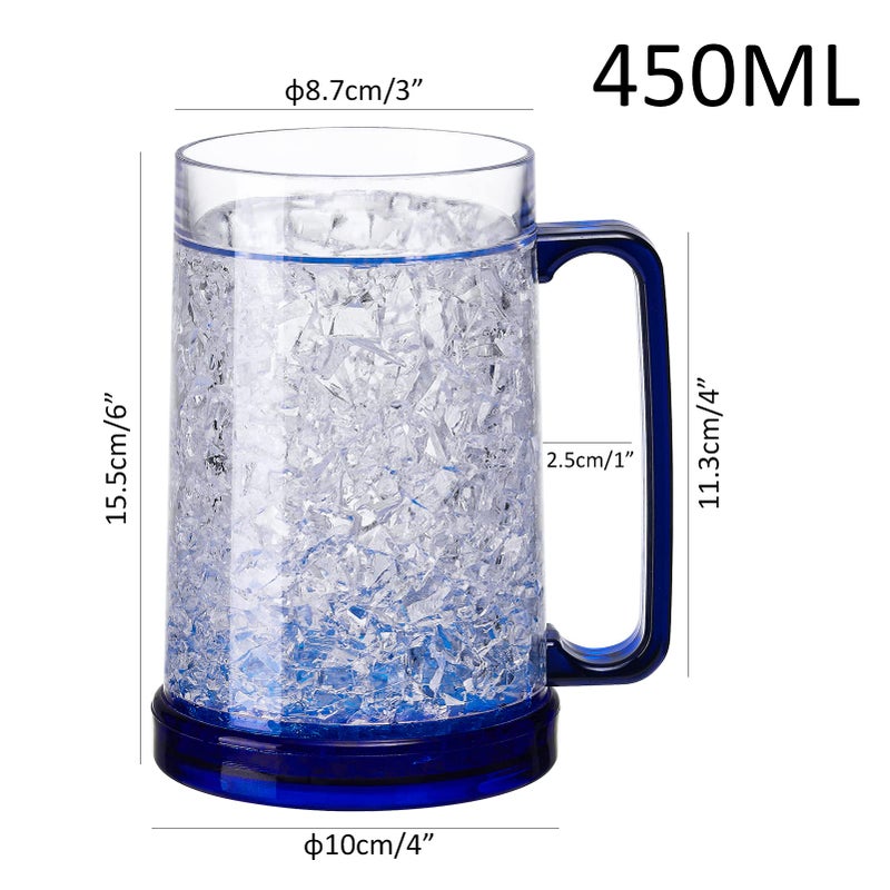Easicozi Double Wall Gel Frosty Freezer Ice Mugs Clear Set of 4 (White black red and blue) - Image 3